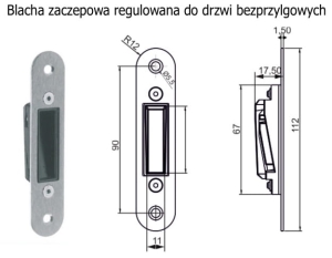 Blacha zaczepowa regulowana D-Twin do drzwi bezprzylgowych BIAŁA Häfele 91138189