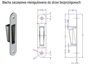 Blacha zaczepowa nieregulowana do drzwi bezprzylgowych CHROM SATYNA Häfele 91139837