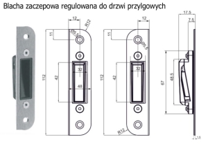 Blacha zaczepowa regulowana do drzwi przylgowych CHROM SATYNA LEWA Häfele 91138222