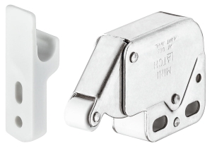 Zatrzask sprężynowy Mini-Latch STAL NIKIEL z BIAŁYM zaczepem HÄFELE 24554701
