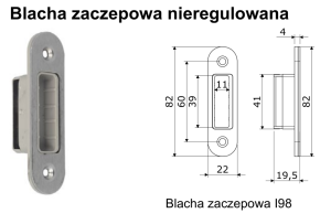 Blacha zaczepowa nieregulowana do zamka B-Forty, CHROM SATYNA Häfele 91122537