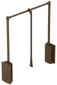 Wieszak opuszczany Modell 2004, do montażu na ścianie bocznej, udźwig 10 kg kolor/ wykończenie: brązowy, ramię i drążek: chromowany, do szerokości korpusu w świetle: 440-610 mm Häfele 80520125