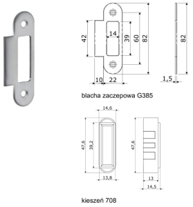Blacha zaczepowa standardowa bez regulacji do zamka B-Bitter, CHROM SATYNA Häfele 91138322