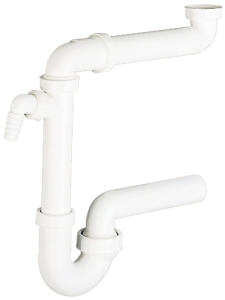 Syfon oszczędzający miejsce 1 1/2"xDN50 przyłączem praki/zmywarki HÄFELE 56596003 *