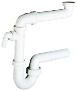 Syfon cichy oszczędzający miejsce 1 1/2"xDN50 z przyłączem praki/zmywarki HÄFELE 56596005 *