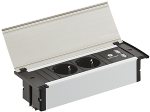 Gniazdo wielopunktowe KAPSA S, wersja E(FR), 2 gniazda + 2x USB 5V/max 2,4A, kSTAL NIERDZEWNA HÄFELE 82292063