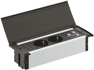 Gniazdo wielopunktowe KAPSA S, wersja E(FR), 2 gniazda + 2x USB 5V/max 2,4A, kCZARNY HÄFELE 82292363