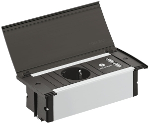 Gniazdo wielopunktowe KAPSA XS, wersja F(DE), 1 gniazdo + 2x USB 5V/max 2,4A, kCZARNY HÄFELE 82292360
