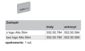 Zaślepki bez logo  ALTO SLIM, kolor ANTRACYT HÄFELE 55250580