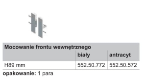 Mocowania frontu wewnętrznego ALTO SLIM H=121mm, kolor ANTRACYT HÄFELE 55250572