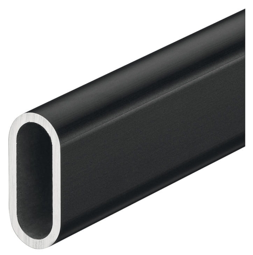 Drążek garderobiany, aluminium, średnica 30 x 14 mm eloksalowana na czarno, długość: 3000 mm HÄFELE 80186303