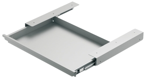 Wysuwka na przybory do pisania, z prowadnicą na łożyskach kulkowych do przykręcenia pod blatem stołu, białe aluminium RAL 9006   Häfele 42950950