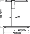 Stelaż do stołów, zestaw kompletny Häfele Officys TE651, białe aluminium, RAL 9006, wymiar A: 1000 mm, wymiar B: 600 mm Häfele 633.50.202