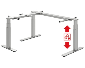 Stelaż do stołów, zestaw kompletny do rozwiązań narożnych 90° Häfele Officys TE651, białe aluminium, RAL 9006, wymiar A: 2000 mm, wymiar B: 1400 mm Häfele 63350234