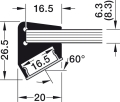 Profil krawędzi tafli szklanej, Profil 5101 do taśm LED 10 mm profil 5101 do taśm LED, aluminium, eloksalowany na srebrno, długość: 2500 mm, do grubości szkła: 8 mm HÄFELE 83302695