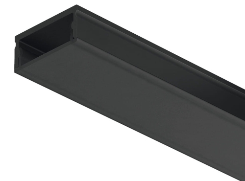 Profil ozdobny 4105, profil nawierzchniowy, eloksalowany na czarno profil aluminiowy, osłona rozpraszająca: czarna satynowana, 2500 mm HÄFELE 83301860