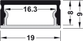 Profil ozdobny 4105, profil nawierzchniowy, eloksalowany na czarno profil aluminiowy, osłona rozpraszająca: czarna satynowana, 2500 mm HÄFELE 83301860