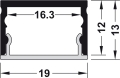 Profil ozdobny 4106, profil nawierzchniowy, eloksalowany na czarno profil aluminiowy, osłona rozpraszająca: czarna satynowana, 2500 mm HÄFELE 83301861