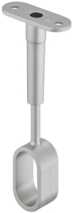 Uchwyt/wspornik środkowy drążka, z regulacją wysokości, do drążka ubraniowego owalnego 30 x 15 mm znal, w kolorze aluminium, do przykręcenia pod półką, z regulacją wysokości (80–105 mm) HÄFELE 80207910