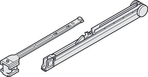 Mechanizm cichego i samoczynnego zamykania, w tym urządzenie zwalniające z ogranicznikiem, do Slido F-Line16 do mocowania zaciskowego na podwoziu, do drzwi o wadze 80 kg HÄFELE 40740300