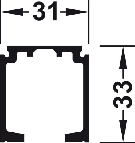 Pojedyncza szyna jezdna, z otworami, szer. x wys.: 31 x 33 mm, aluminium anodowane na srebrno, długość: 2000 mm HÄFELE 40743922