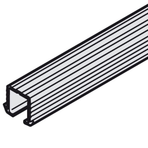 Pojedyncza szyna jezdna, górna, do wciskania i wklejania do Häfele Slido F-Line21, surowa, widoczne powierzchnie ryflowane, długość: 2500 mm, aluminium HÄFELE 40233642
