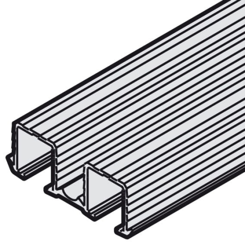 Podwójna szyna jezdna, górna, do wciskania i wklejania do Häfele Slido F-Line21, surowa, widoczne powierzchnie ryflowane, długość: 3500 mm, aluminium HÄFELE 40233653
