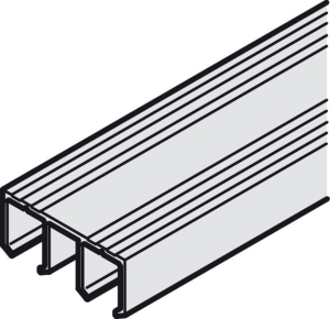 Podwójna szyna jezdna, górna, do przykręcenia wkrętami do płyt wiórowych do Häfele Slido Classic IF, anodowany na srebrno, długość: 2500 mm, aluminium  HÄFELE 40230652
