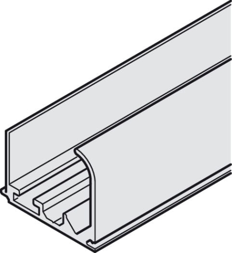 Pojedyncza szyna jezdna, górna, do przykręcenia lub wpuszczania w rowek, z otworami do Häfele Slido F-Line31, anodowany na srebrno, długość: 2500 mm, aluminium HÄFELE 40231654