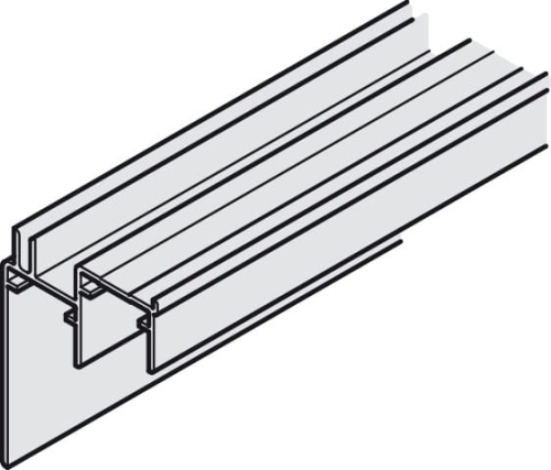 Szyna prowadząca podwójna, dolna, z maskownicą, do przykręcenia do Häfele Slido F-Line32, aluminium anodowane na srebrno, długość: 2500 mm HÄFELE 40682605