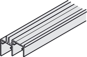 Szyna prowadząca podwójna, dolna, do przykręcenia do Häfele Slido F-Line32, aluminium anodowane na srebrno, długość: 2500 mm   HÄFELE 40682607