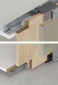 Okucie do drzwi przesuwnych, Häfele Slido F-Line32 80A/F-Line32 80B, komplet Vorfront, do drewnianego skrzydła drzwi z prowadzeniem górnym, ze stoperem zatrzaskowym, do 2 skrzydeł drzwi, do drzwi drewnianych o grubości: 19–21 mm, 80 kg HÄFELE 40678075