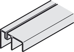 Szyna prowadząca podwójna, do prowadnicy rolkowej, dolnej, do przykręcania do Häfele Slido F-Line, aluminium, anodowane na srebrno, długość: 2,5 m   HÄFELE 40052954