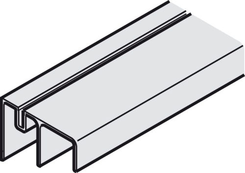 Szyna prowadząca podwójna, do prowadnicy rolkowej, dolnej, do przykręcania do Häfele Slido F-Line, aluminium, anodowane na srebrno, długość: 2,5 m HÄFELE 40052954
