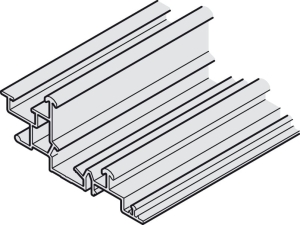 Podwójna szyna jezdna, do Häfele Slido F-Line44 80A górna, do montażu na klipsy lub do przykręcenia, aluminium, anodowane na srebrno, długość: 2500 mm  HÄFELE 40678706