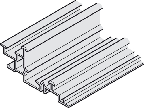 Podwójna szyna jezdna, do Häfele Slido F-Line44 80A górna, do montażu na klipsy lub do przykręcenia, aluminium, anodowane na srebrno, długość: 2500 mm HÄFELE 40678706