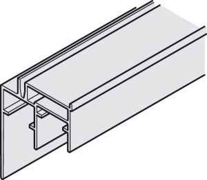 Szyna prowadząca podwójna, do Häfele Slido F-Line44 80A dolna, do przykręcenia od góry lub od dołu, aluminium, anodowane na srebrno, długość: 3500 mm  HÄFELE 40678713