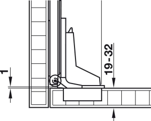 Zestaw montażowy, do drzwi, montaż bez przegrody środkowej, do 1 skrzydeł drzwi, do grubości drzwi 19 – 32 mm HÄFELE 40824002