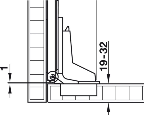 Zestaw montażowy, do drzwi, montaż bez przegrody środkowej, do 1 skrzydeł drzwi, do grubości drzwi 19 – 32 mm HÄFELE 40824002