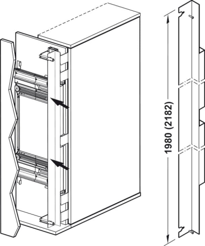 Profil maskujący, do kieszeni do parkowania dół, do Häfele Slido F-Park72 60B, wysokość drzwi: 1990–2200 mm HÄFELE 40845106