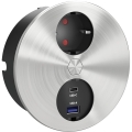 Wpuszczane gniazdo elektryczne DUPLEX-R, 1x Schuko + port USB-A+C, STAL NIERDZEWNA Häfele 82052712
