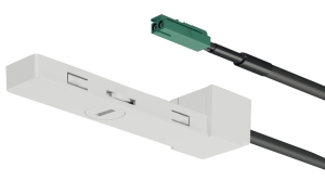 Moduł zasilający, Häfele Lighting OneCable, z zaślepką zasilanie płaskiego przewodu w profilu, materiał: tworzywo sztuczne, montaż na zacisk mocujący, moc: 90 W, długość przewodu: 1000 mm, kolor: biały Häfele 83368353