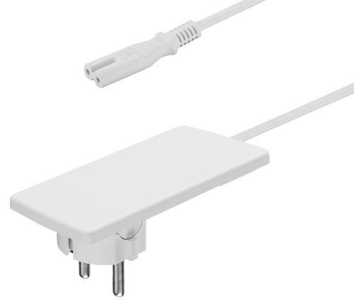Przewód do zasilacza, Häfele Lighting OneCable przewód 2-żyłowy z wtyczką C7, przeznaczony do zasilaczy do 90 W, wtyczka wymaga gniazda Schuko, długość przewodu: 300 mm, kolor: biały Häfele 83368314