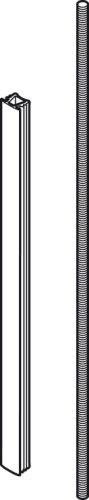 Planofit - pręt gwintowany z zaślepką, M6, Planofit do drzwi przesuwnych, czarna, długość: 2650 mm /1 zestaw = 2 sztuki/ HÄFELE 40790271