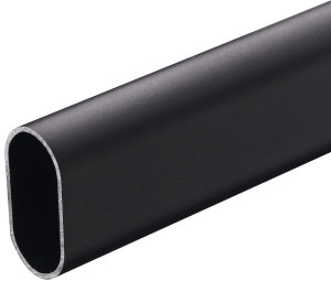 Drążek do szafy, OVA 30 x 15 mm stal, spawana, grubość materiału: 1,0 mm, długość: 2000 mm MALOWANY PROSZKOWO NA CZARNY HÄFELE 80114342