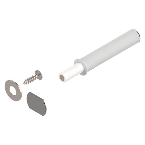 Zatrzask drzwiowy, Blum Tip-On model 956.1004 wersja krótka z magnesem, biały jedwabny HÄFELE 35604373