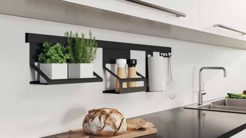 Zestaw relingów 1200 mm, system relingów z aluminium/stali profil ścienny 1200 mm, zwart HÄFELE 52299995