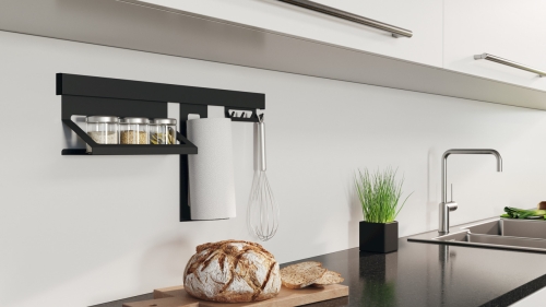 zestaw relingów 600 mm, system relingów z aluminium/stali profil ścienny 600 mm, zwart Nr art. 522.99.993