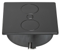 Gniazdo obracane, Duplex Q, z maskownicą, gniazdo Schuko, F (DE) i ładowarka USB A+C dla grubości blatu: ≥ 8 mm, napięcie sieciowe: 230 V, wymiary: 118 x 118 mm, kolor/ wykończenie: czarny, matowy HÄFELE 82052723