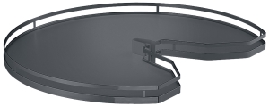 Półka obrotowa 3/4 koła, Kesseböhmer Revo, do szafek narożnych, drzwi 90° ze skutecznością antypoślizgową, Style, antracytowy, Ø 810 mm, do szafek dolnych 900 x 900  HÄFELE 54148434